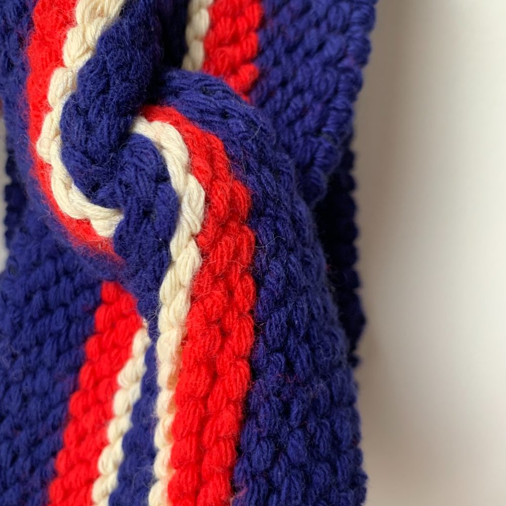 Gucci Wool Blend Twist Headband In Navy and Red - Picture 3 of 4